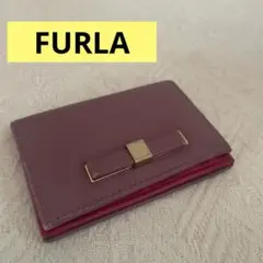 FURLA フルラ 名刺入れ カードケース リボンモチーフ パープル