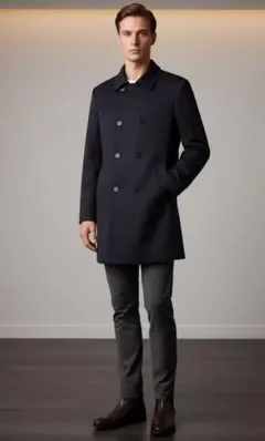 ZARA MAN ザラ ダブルブレスト コート ネイビー XL