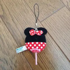 ミニーマウス うちわ型 ぬいぐるみストラップ キーホルダー