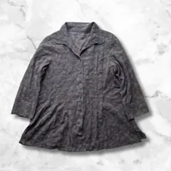 シアーシャツ ブラウス 七分袖 ブラウン系