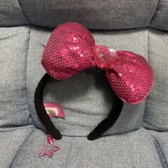 ハローキティ ピンク スパンコールリボンカチューシャ