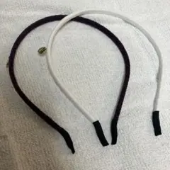 カチューシャ 2本セット 黒 白 シンプル ヘアアクセサリー