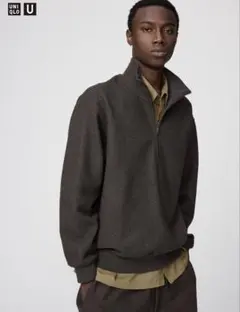 UNIQLO ハーフジップスウェットシャツ XL ブラウン