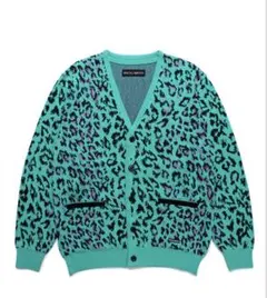WACKO MARIA レオパード ジャガード ニット カーディガン ブルーのサムネイル