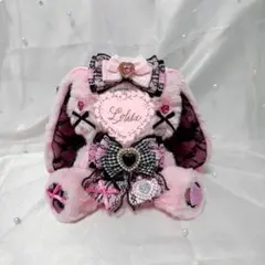 ぬい服 10~13cm おすわり 垂れ耳うさぎ ピンク 黒