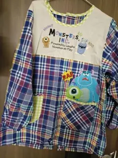 Monsters Inc. チェック柄 エプロン長袖のサムネイル