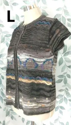 グレー系 ニットベスト L ゆったり 落ち着いた色合い 上品 重ね着 カジュアル
