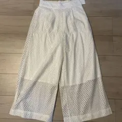 w closet ワイドパンツ ホワイト レース イージーパンツ F