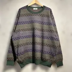 crocodile ストライプ模様 クルーネックニットセーター