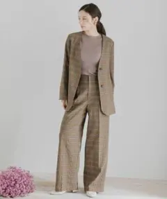 センスオブプレイス アーバンリサーチ チェック ノーカラー ジャケット F