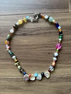 vintage necklace ネックレス　カラフルなビーズと天然石
