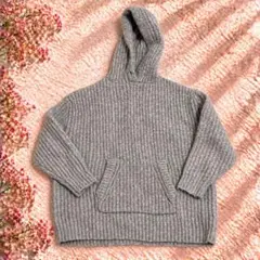 【ザラ】美品✨ニットパーカー グレー XS-S 長袖 フード付き ゆったり 厚手