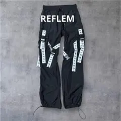 【REFLEM】レフレム　訳あり　ロゴテープベルト付きナイロンカーゴパンツ　Fのサムネイル