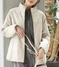 軽いのにあったか♪　ハニーズ　撥水　スタンドライトブルゾン　LL　ライトベージュ