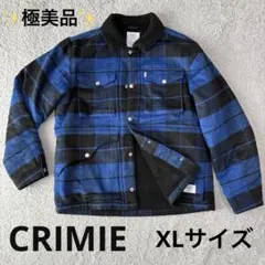 ✨極美品✨ 【CRIMIE】青黒チェック柄ボアジャケット　サイズ：XL