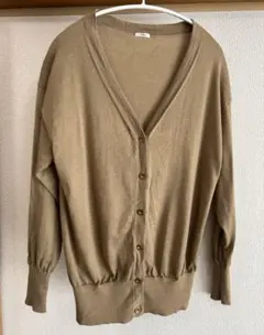 イエナ　ウール　Vネック　カーディガン　キャメル