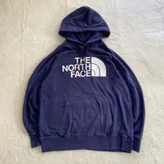 THE NORTH FACE プルオーバーパーカー 紺 ビッグロゴ レディースM
