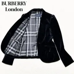 極美品 バーバリー ロンドン テーラードジャケット ベロア生地 メガチェック
