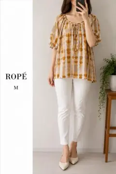 ROPÉ M ドット柄 五分袖 チュニック ブラウンのサムネイル
