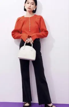 ⭐︎美品✨アダムエロペ　ボリュームスリーブ2WAYリブニットプルオーバー