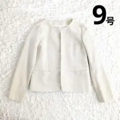 ツイードノーカラージャケット アイボリー ホワイト ９号 M セレモニー 入学式