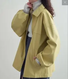 【mystic】フェイクレザージャケット　ライムグリーン