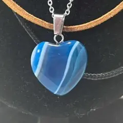 【信頼・友情・調和】しましまブルーオニキスのハート型ネックレス　⑦