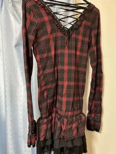 レア・原宿系 ALGONQUINSノースリーブ フード付きワンピース 赤 希少