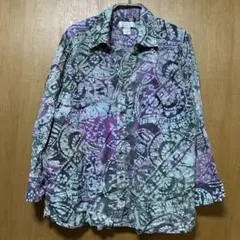 最高級poloラルフローレンパープルレーベルペイズリー総柄シルクシャツ
