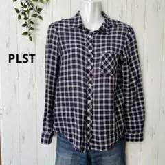 PLST♪ネイビー系チェック柄　長袖シャツ サイズ0