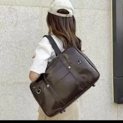 スクバ ブラウン 大容量 シンプル 可愛い 通学バッグ スクールバッグ茶　肩掛け