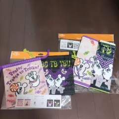 【未使用】ディズニーハロウィン おばけミッキー おばけミニー タオル 巾着
