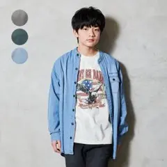 Daddy oh daddy バンドカラーデニム長袖Tシャツ