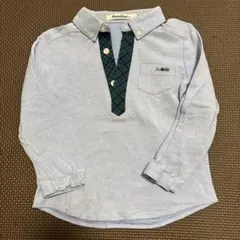 familiar チェック襟 ライトブルー ポロシャツ　 100cm