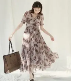 COCO DEAL 花柄シフォンロングワンピース 半袖