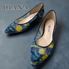 未使用級 DIANA 絵画シリーズ ゴッホ 星月夜 レース パンプス 22.0