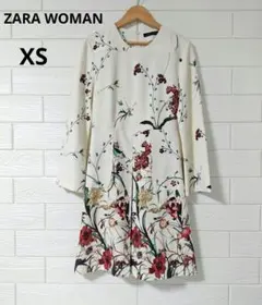 ZARA 花柄ワンピース XS 上品 フレア 美シルエット きれいめ 完売系
