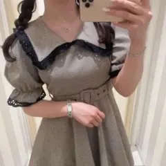 evelyn 大襟千鳥OPワンピース