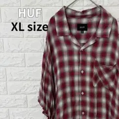 HUF OMBRE WORK SHIRT チェック 半袖 オンブレ XL 赤のサムネイル