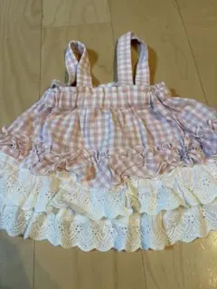 フリル付きチェック柄ワンピース 70