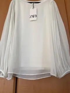 ZARA ザラ レイヤード シアーブラウス ホワイト XS タグ付き新品