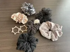 ヘアアクセサリー 8点セット シュシュ・ヘアクリップ