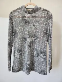 GIANNI LO GIUDICE　長袖シアーシャツ モックネック　S　グレーのサムネイル