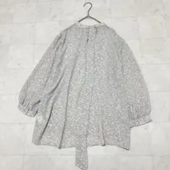 群言堂 リネン ベージュ フレンチスリーブ ヘリボーン柄 バルーン