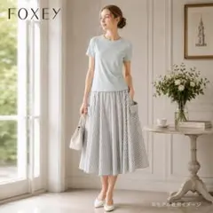 美品★FOXEY／フォクシー コントロールC 38 ミント コットン ロゴ刺繍のサムネイル