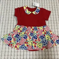 moujonjon 花柄襟付きワンピース ロンパース80cm