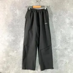 ASICS　ナイロンパンツ　グレー　ロゴプリント　反射板付き　ワイド　ストレート