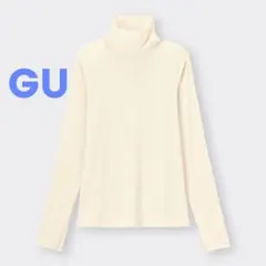 GU ソフトリブタートルネックＴ (長袖)(ややゆったり) M ナチュラル