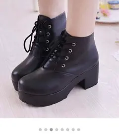 ブーツ ショートブーツ ブラック 黒 編み上げ 袴 卒業式