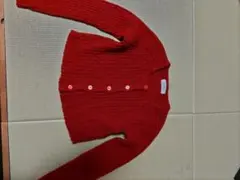 赤いリブ編みカーディガン　ボレロ